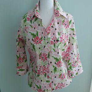 Lands End  print shirt, 3/4 sleeves